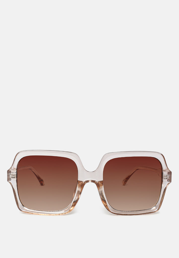 transparent frame overszied square sunglasses#color_tea