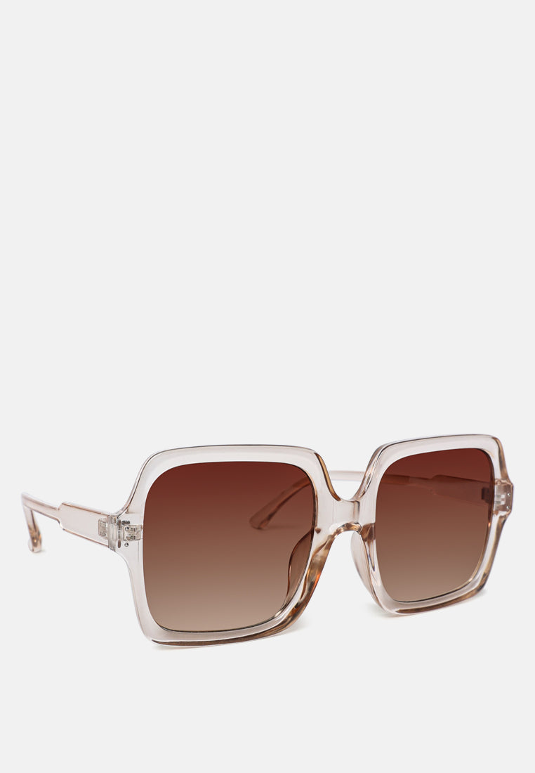 transparent frame overszied square sunglasses#color_tea