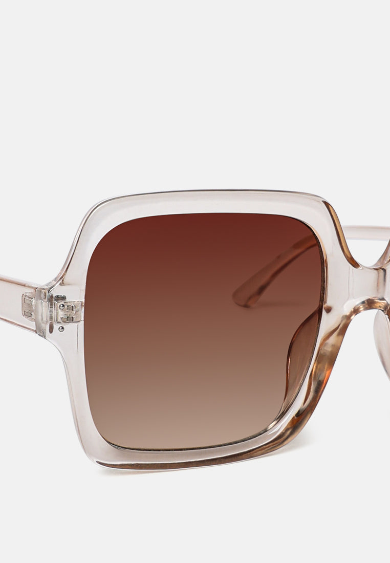 transparent frame overszied square sunglasses#color_tea