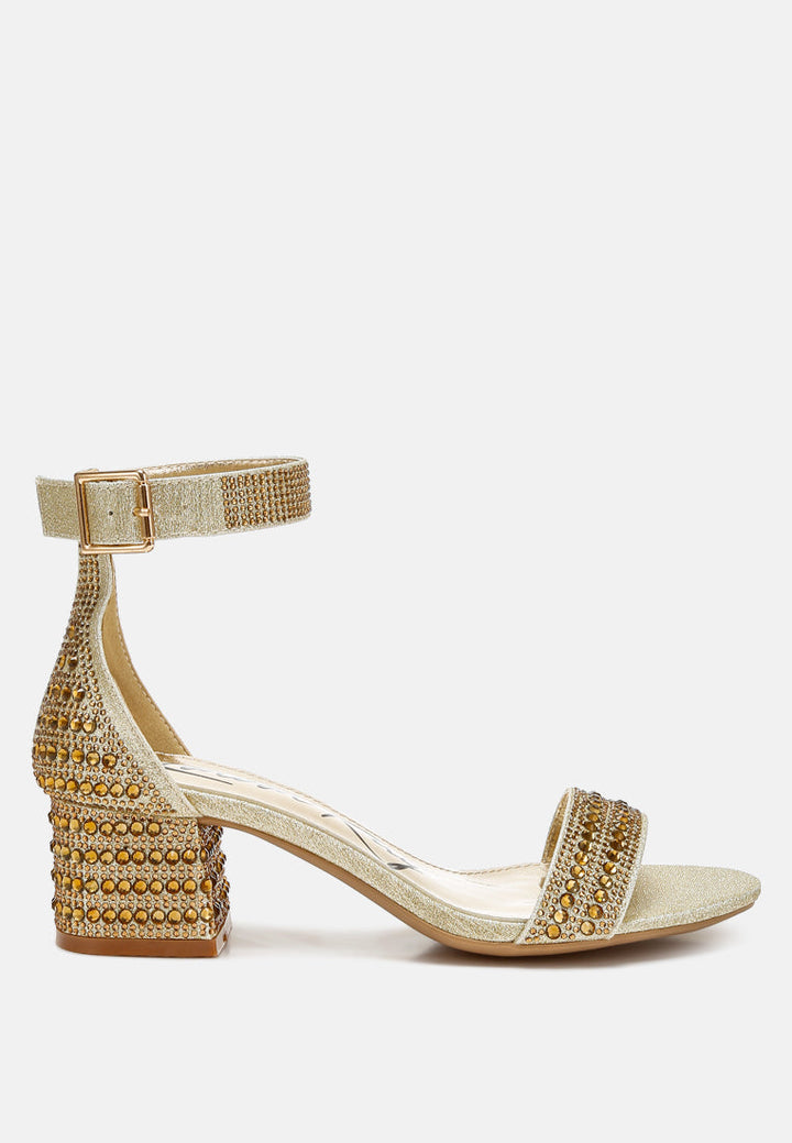 rhinestones embellished block sandals by ruw#color_gold