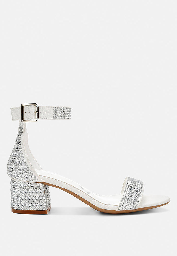rhinestones embellished block sandals by ruw#color_white