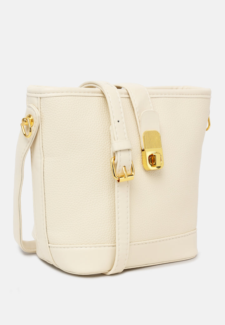 twist turn lock bucket bag#color_off white