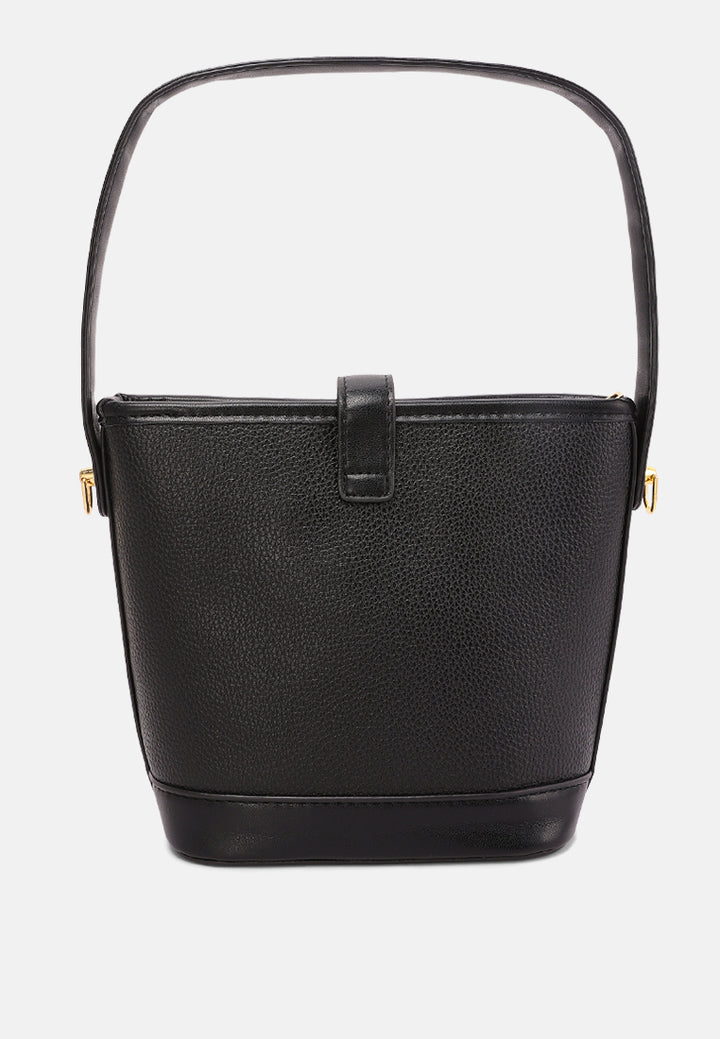 twist turn lock bucket bag#color_black