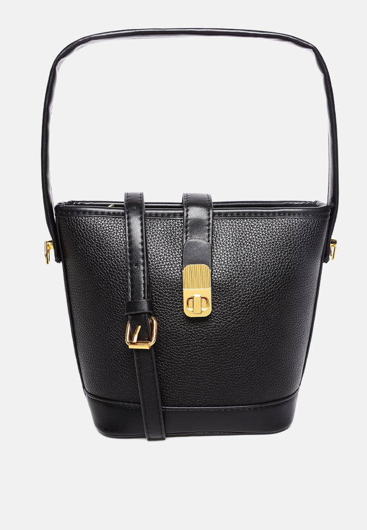twist turn lock bucket bag#color_black