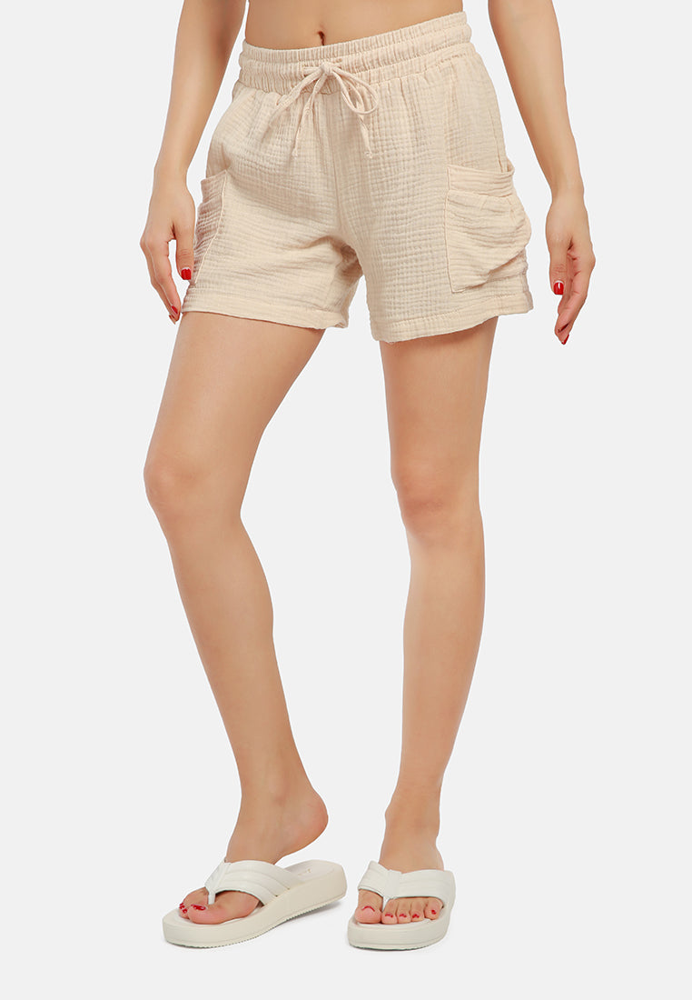 two pocket drawstring shorts#color_latte