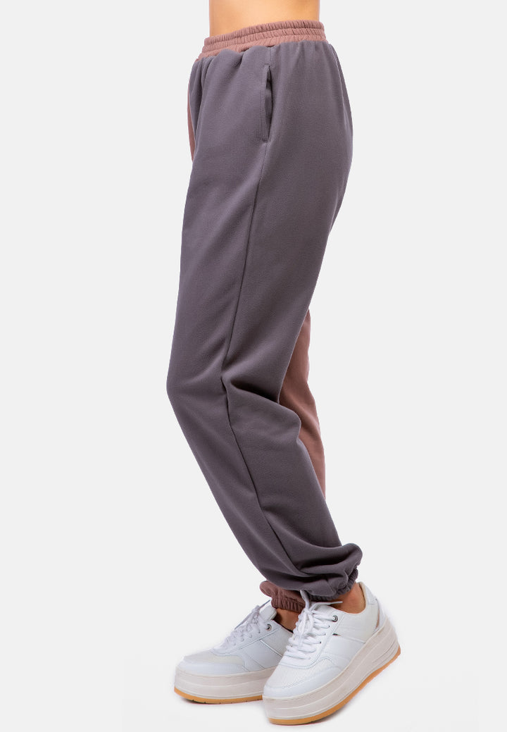 two tone jogger pants#color_mocha-charcoal