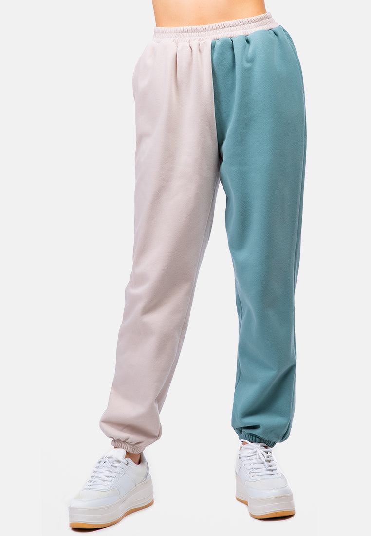 two tone jogger pants#color_sand-green