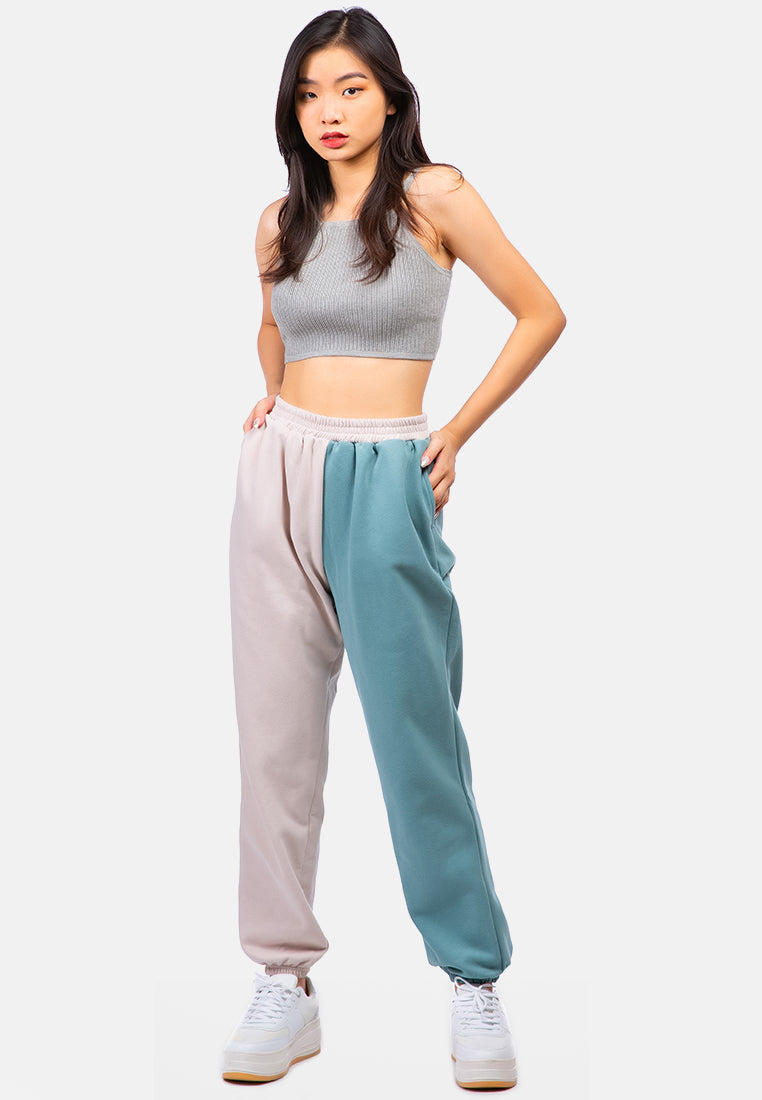 two tone jogger pants#color_sand-green