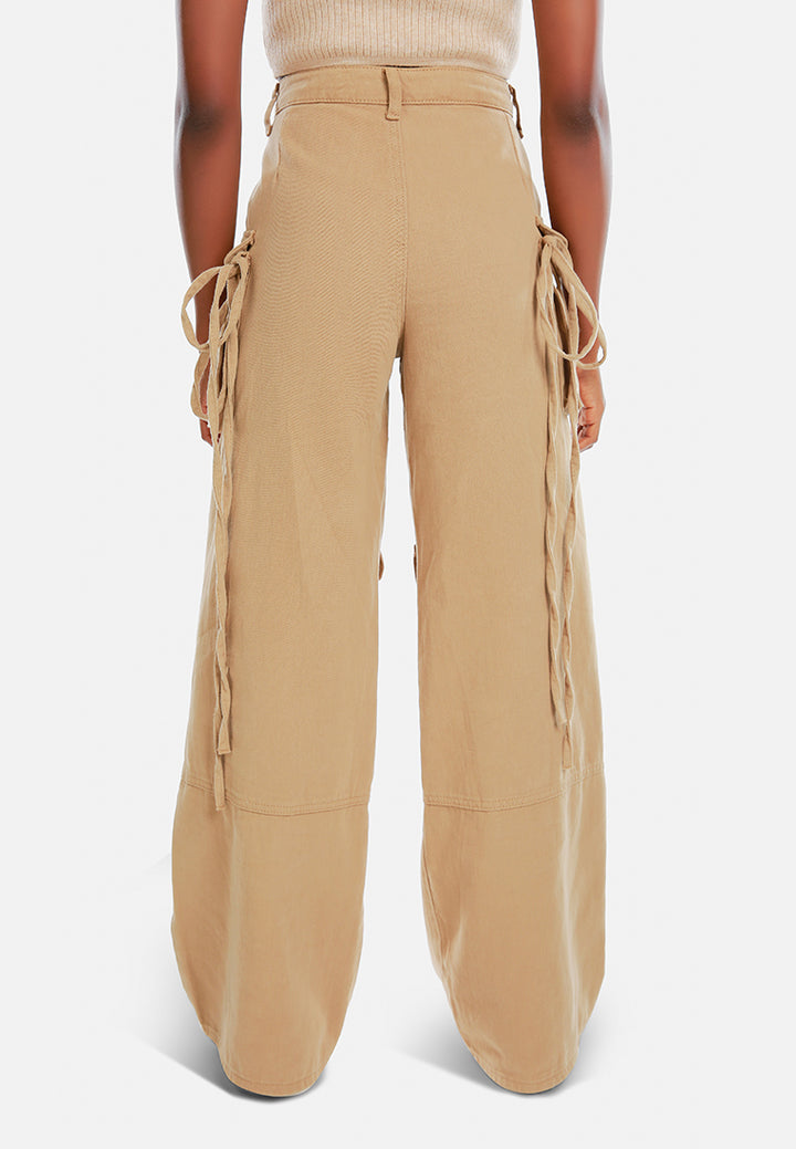 utility drawstring pocket pants by ruw#color_camel