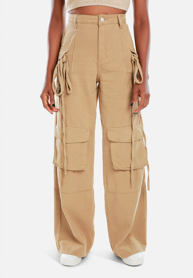 utility drawstring pocket pants by ruw#color_camel