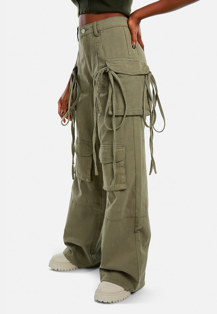 utility drawstring pocket pants by ruw#color_khaki