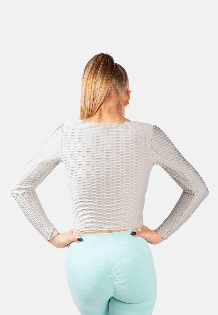 v-neck wrap yoga crop top#color_grey