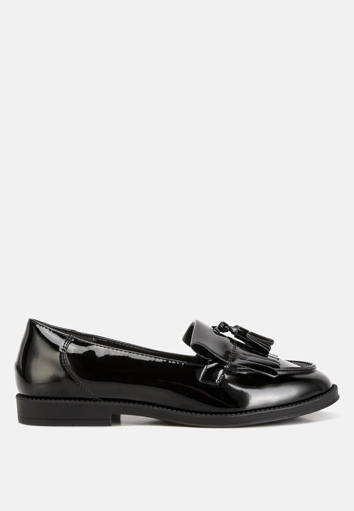 tassel detail patent loafers by ruw#color_black