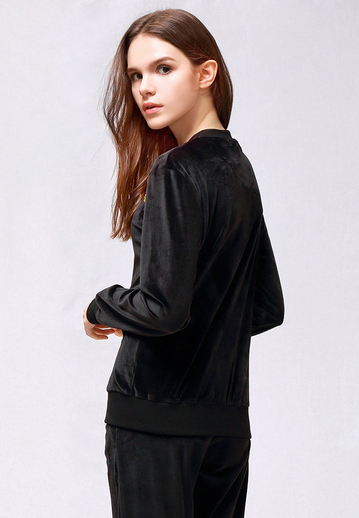 velvet embroidery jacket#color_black