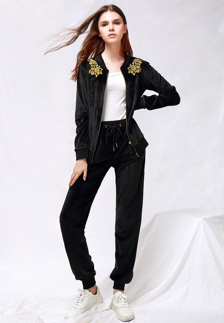velvet embroidery jacket#color_black