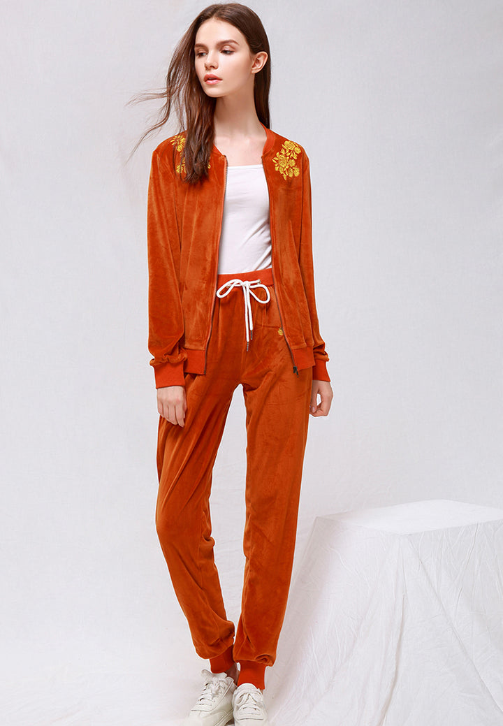 velvet embroidery jacket#color_brown