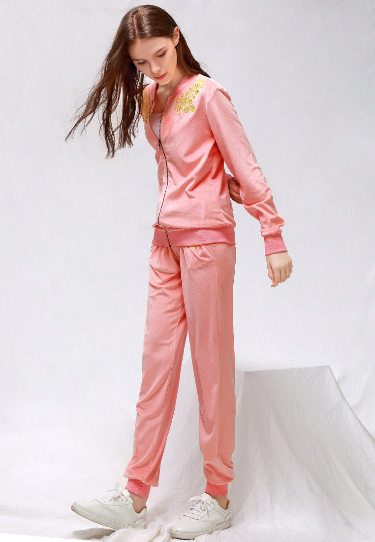 velvet embroidery jacket#color_pink