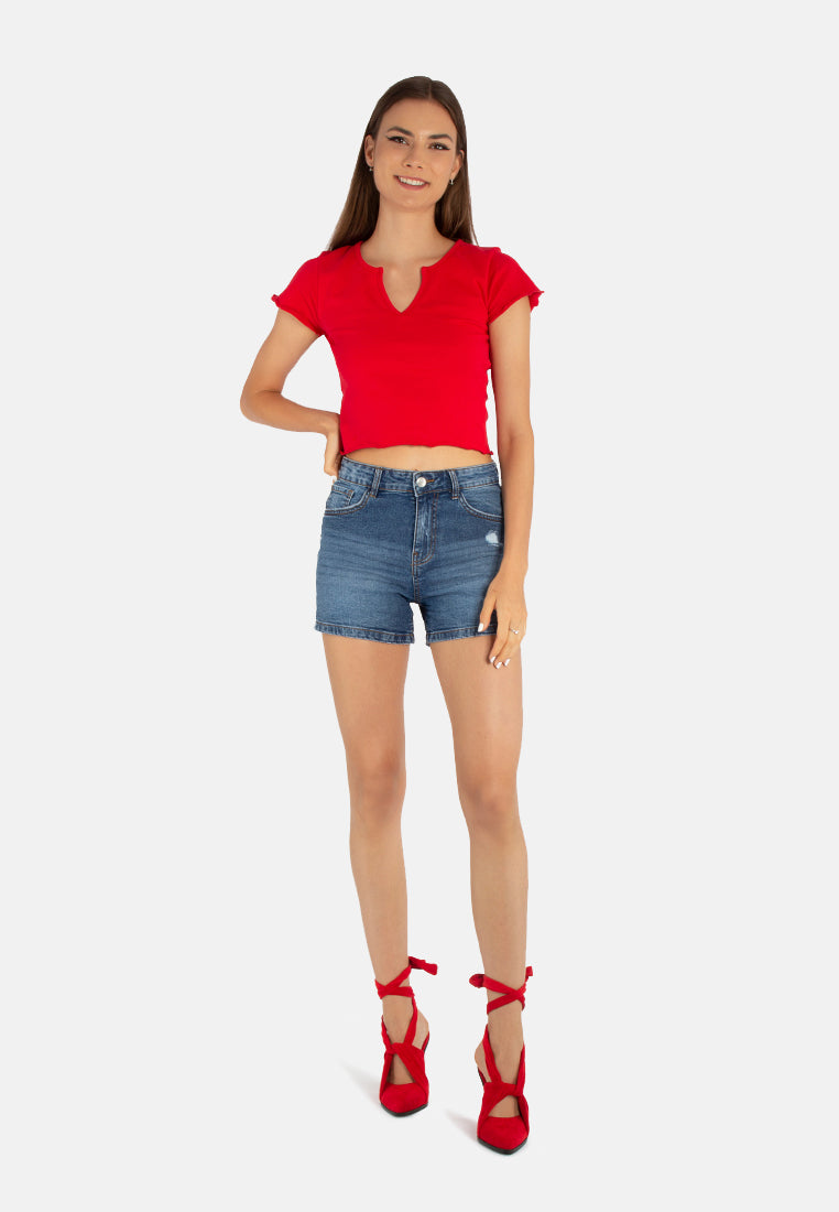 v neck rib knit top#color_red