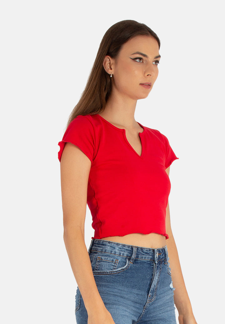 v neck rib knit top#color_red