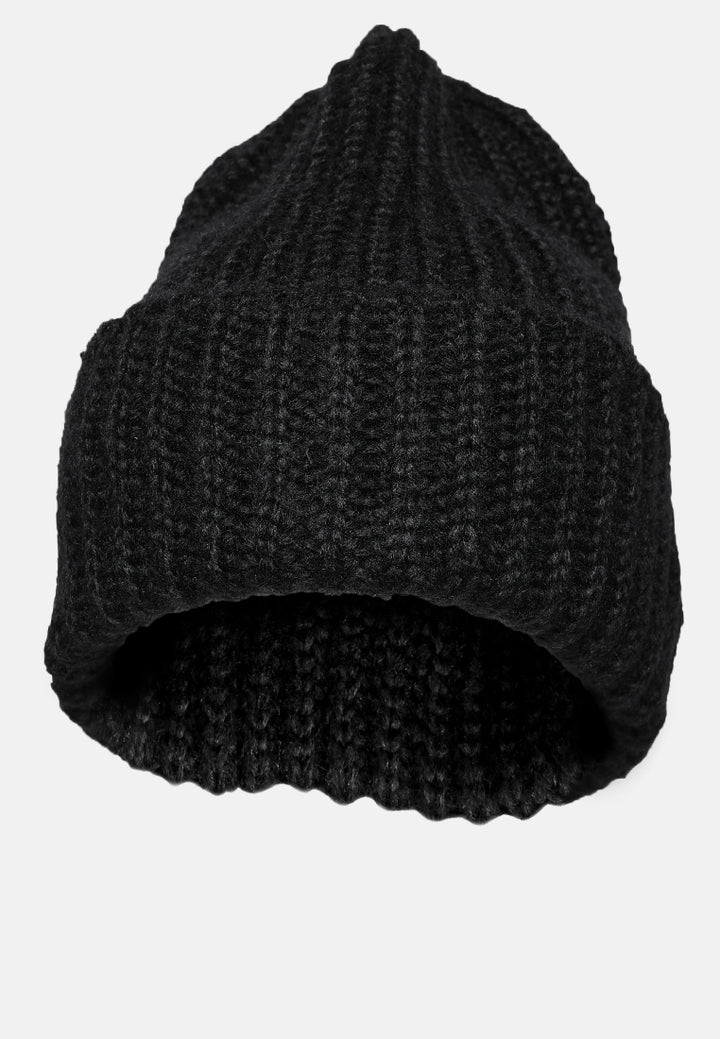 waffle cuff beanie#color_black