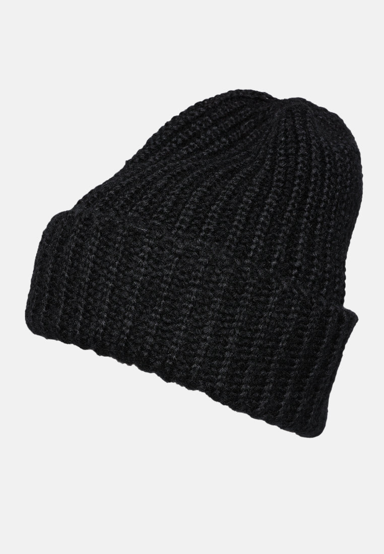 waffle cuff beanie#color_black