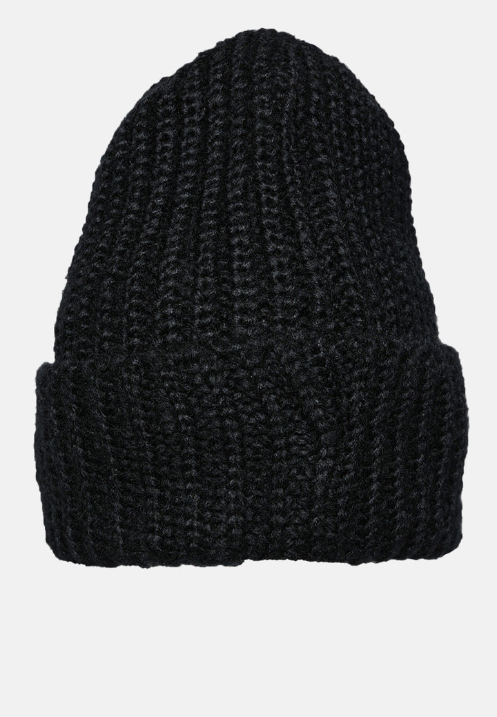 waffle cuff beanie#color_black