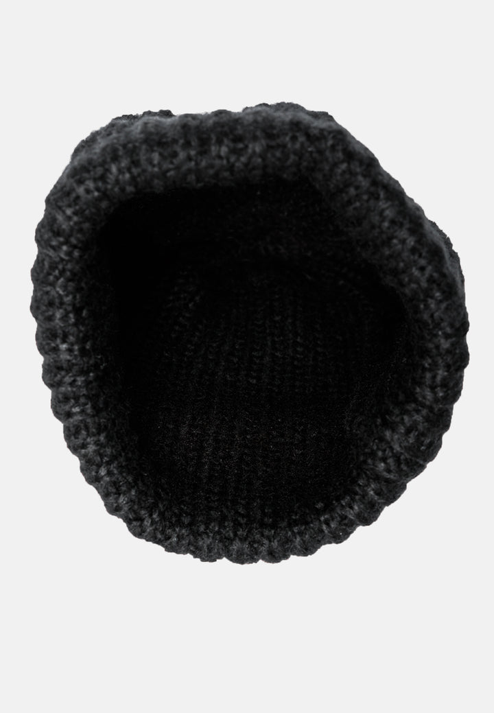 waffle cuff beanie#color_black