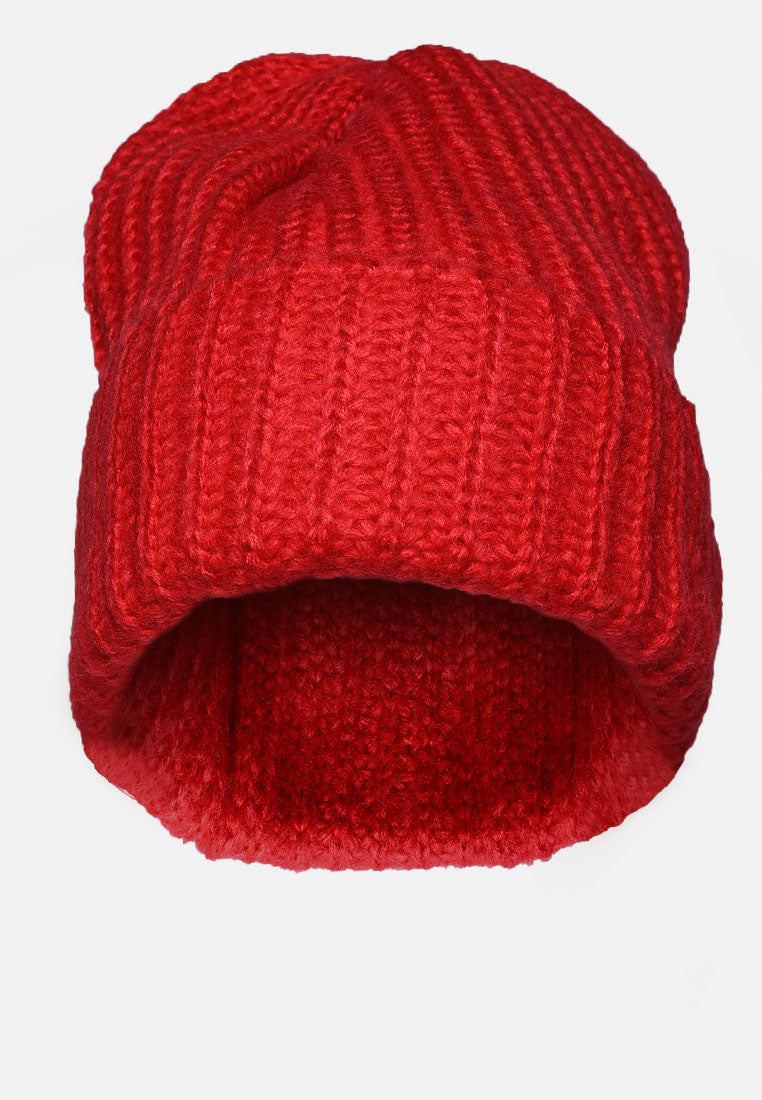 waffle cuff beanie#color_red