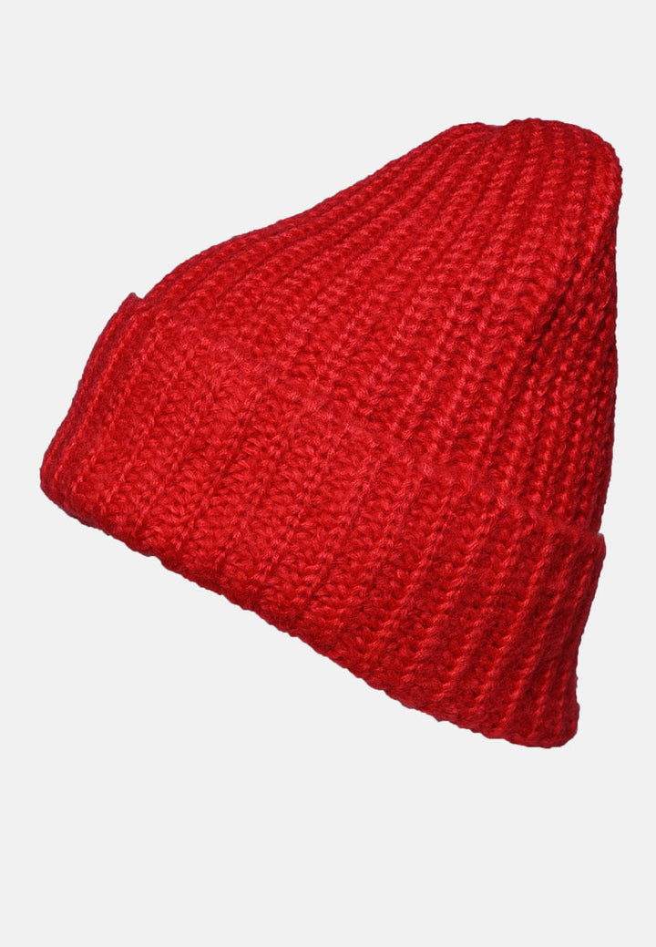 waffle cuff beanie#color_red