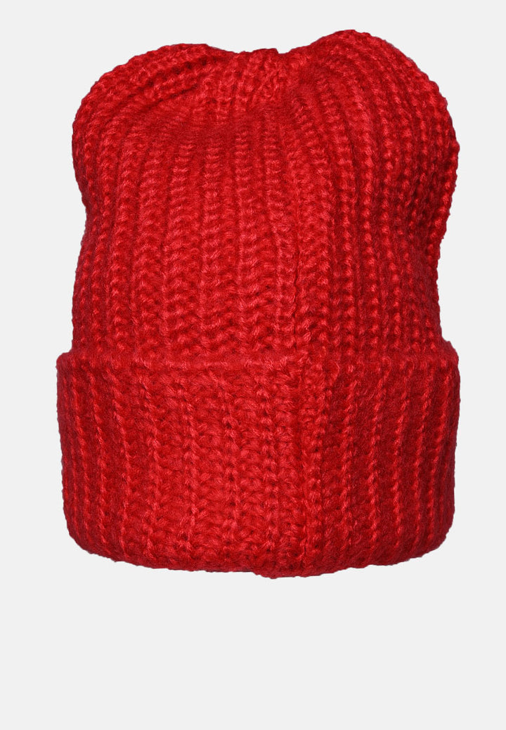 waffle cuff beanie#color_red