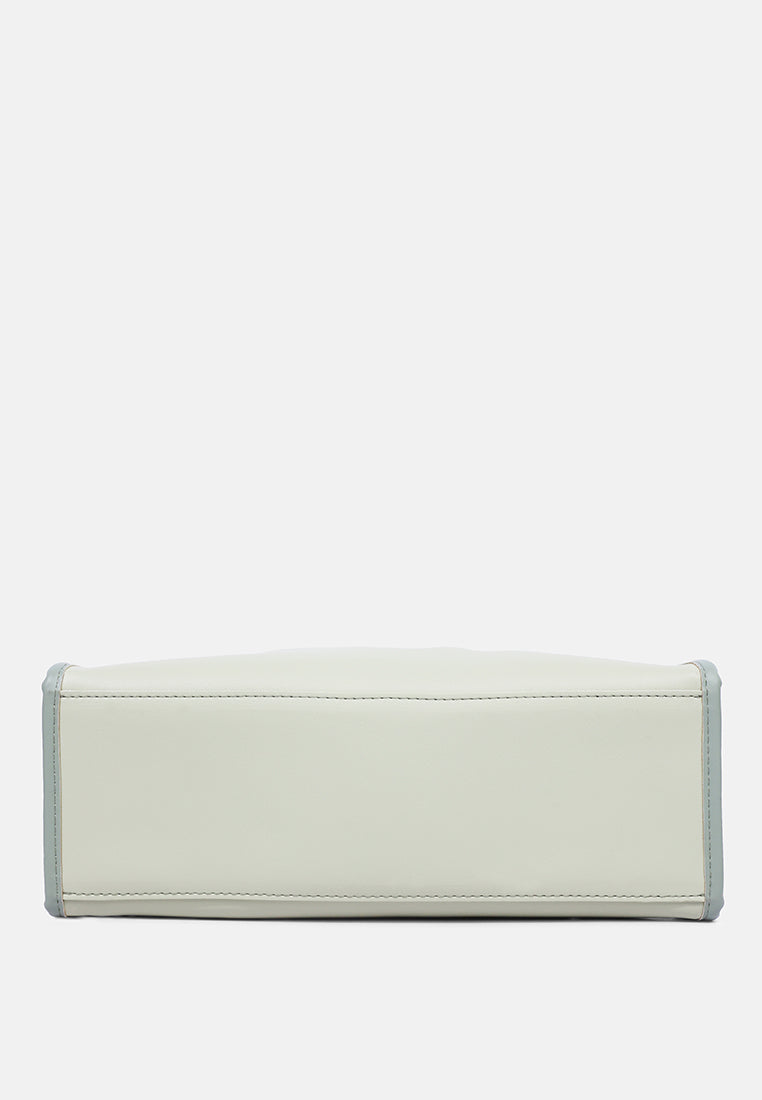 wavy patch color block tote bag#color_mint-green