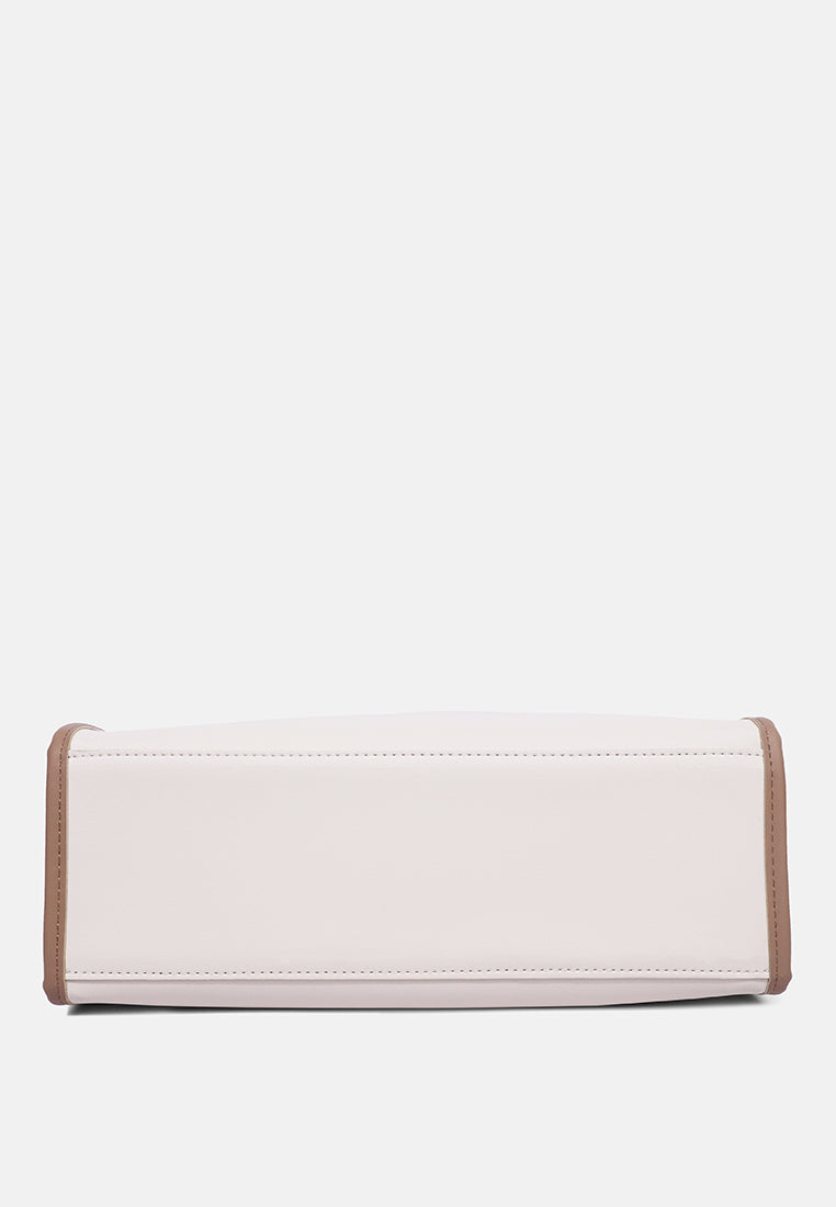 wavy patch color block tote bag#color_off-white