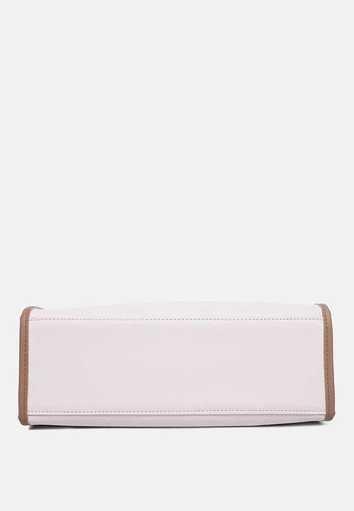 wavy patch color block tote bag#color_off-white