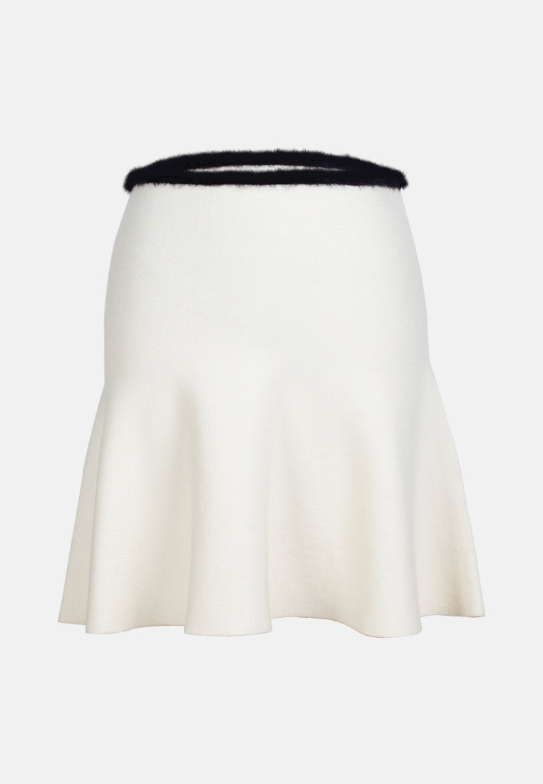 white casual knit skirt#color_white