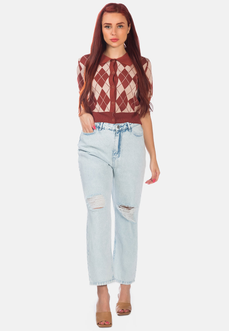 wide fit washed ripped jeans pants#color_light-blue