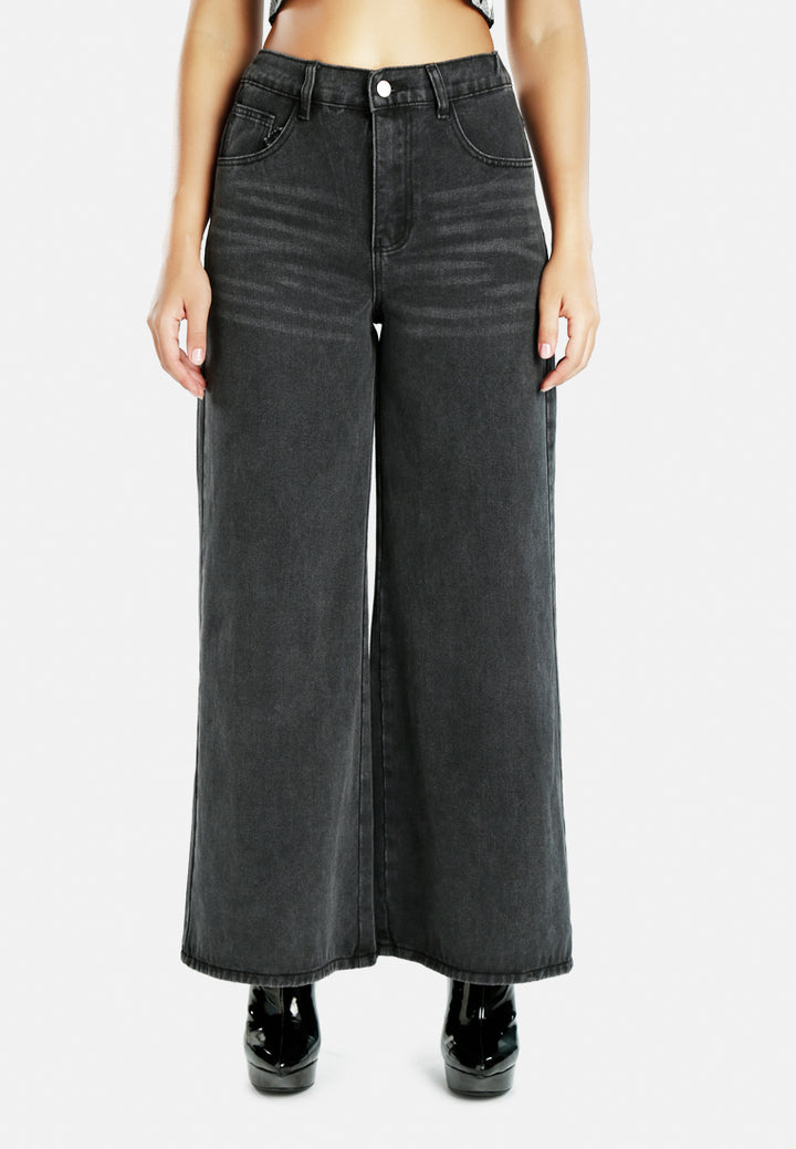 wide legged solid denim pants by ruw#color_black