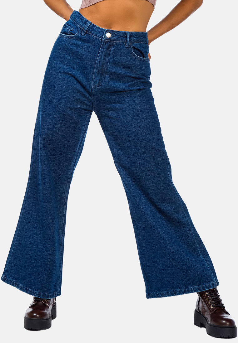 wide leg washed jeans pants#color_dark-blue