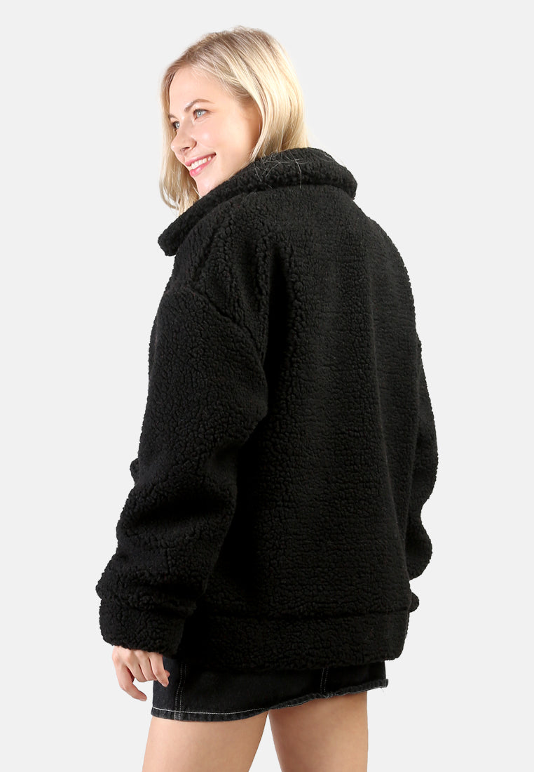 winter teddy jacket#color_black