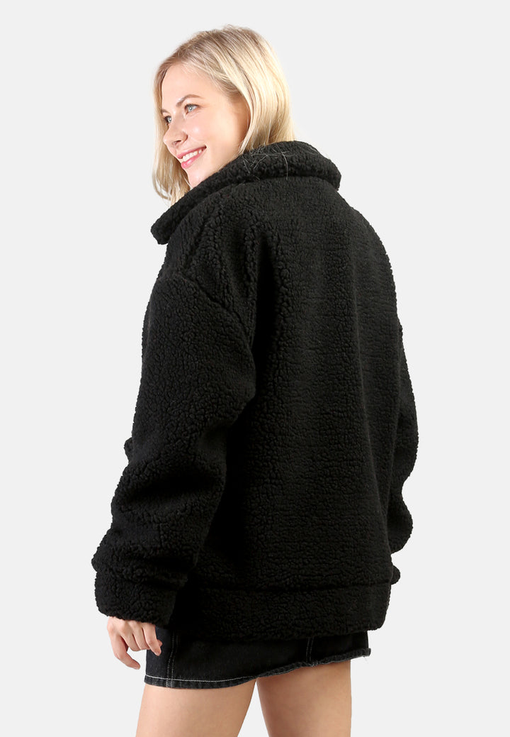 winter teddy jacket#color_black