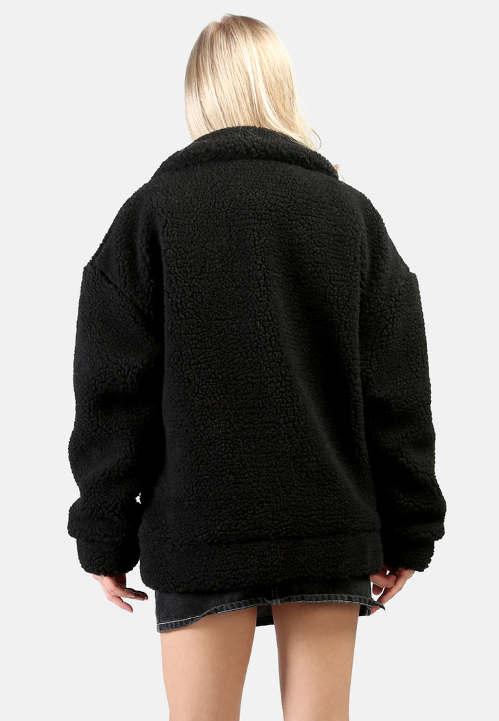 winter teddy jacket#color_black
