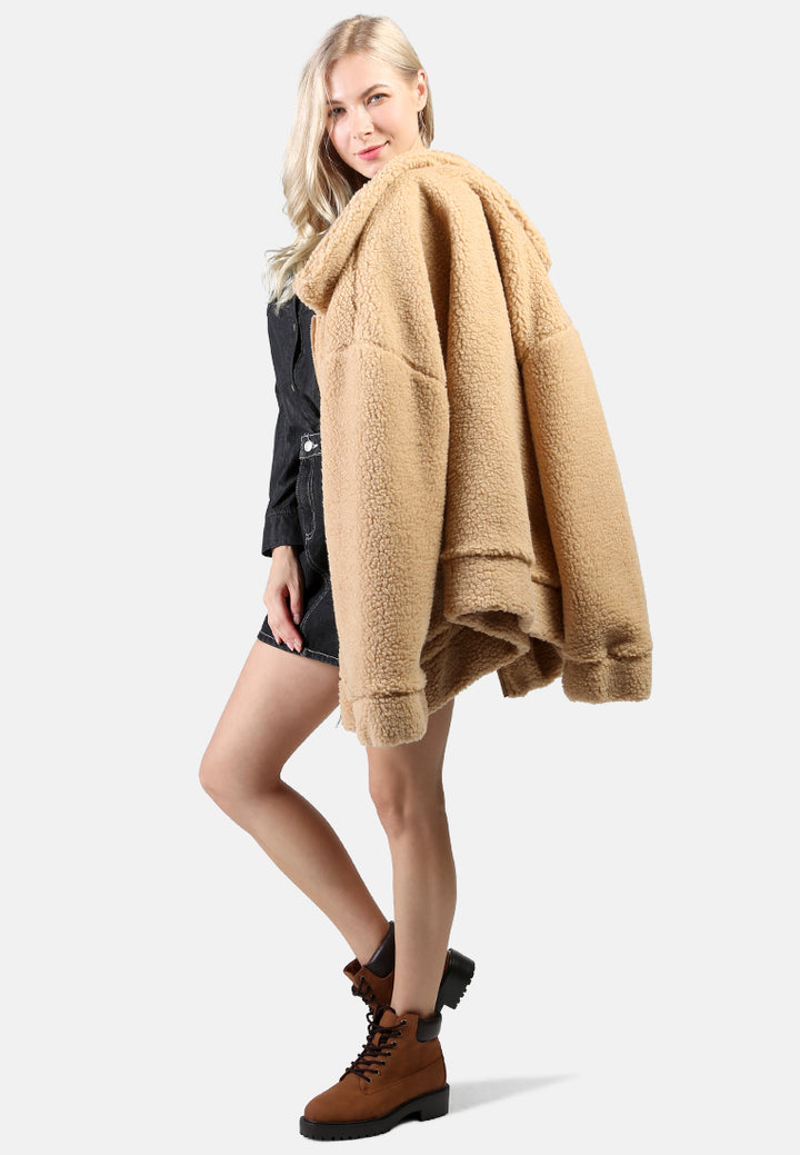 winter teddy jacket#color_camel