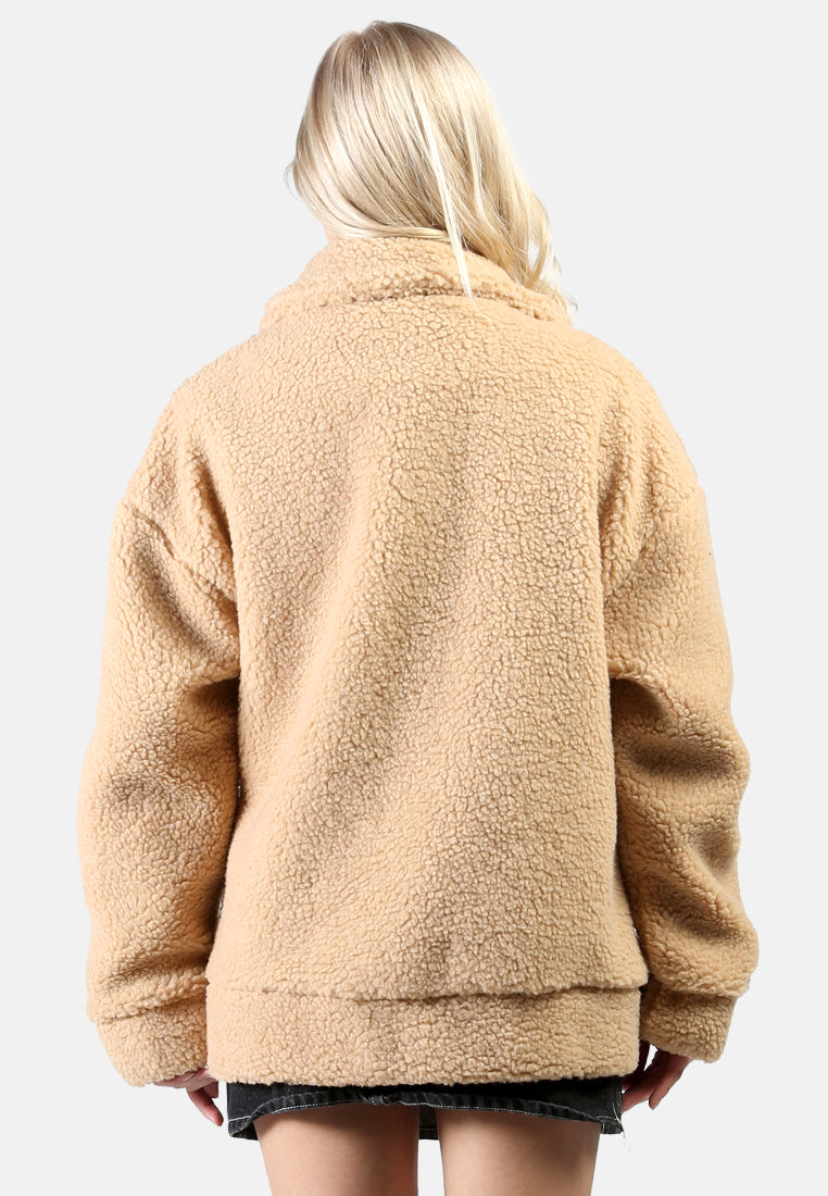 winter teddy jacket#color_camel