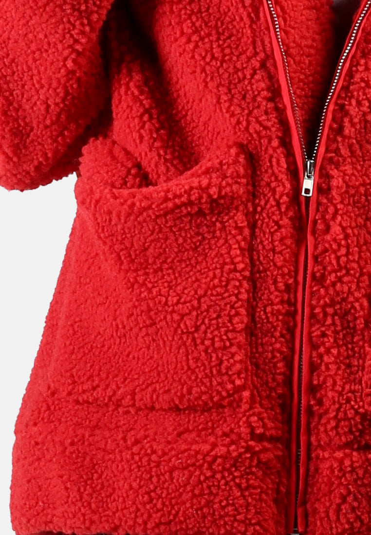 winter teddy jacket#color_red