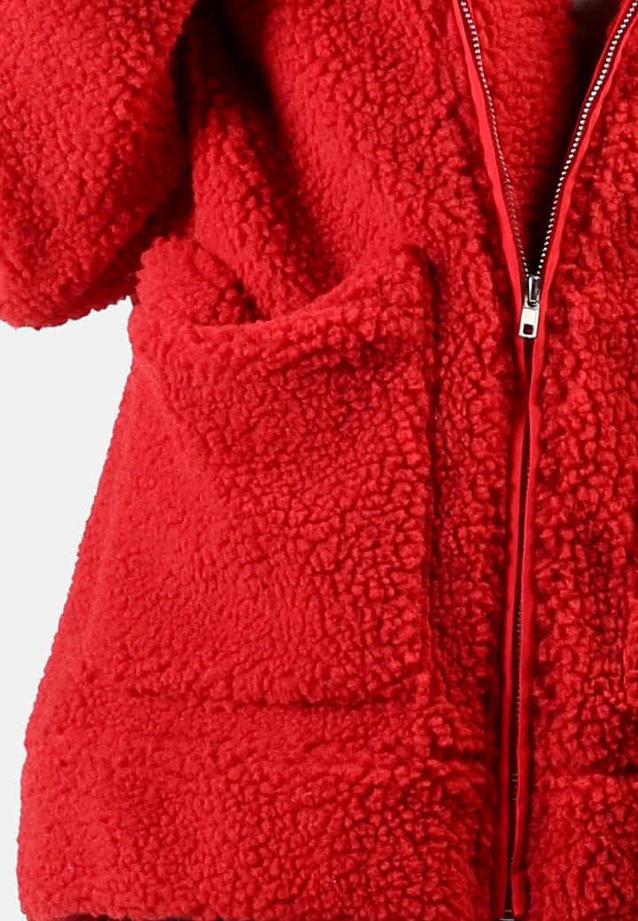 winter teddy jacket#color_red