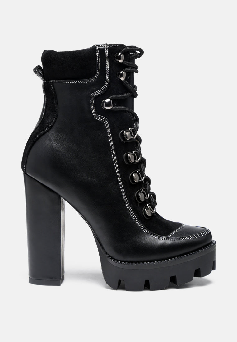 yeti high heel lace up biker boots#color_black