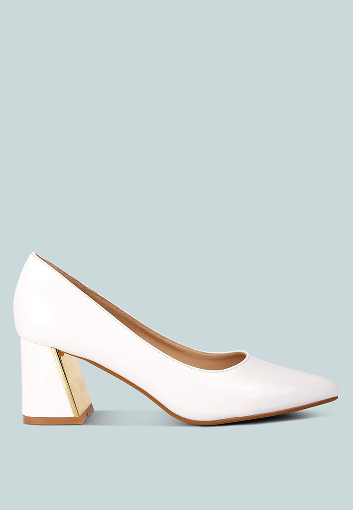 zaila metallic accent block heel pumps by ruw#color_white