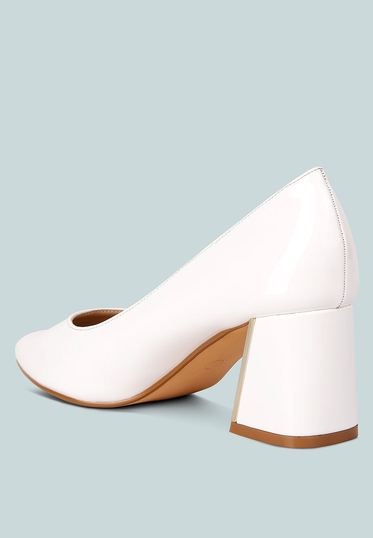 zaila metallic accent block heel pumps by ruw#color_white