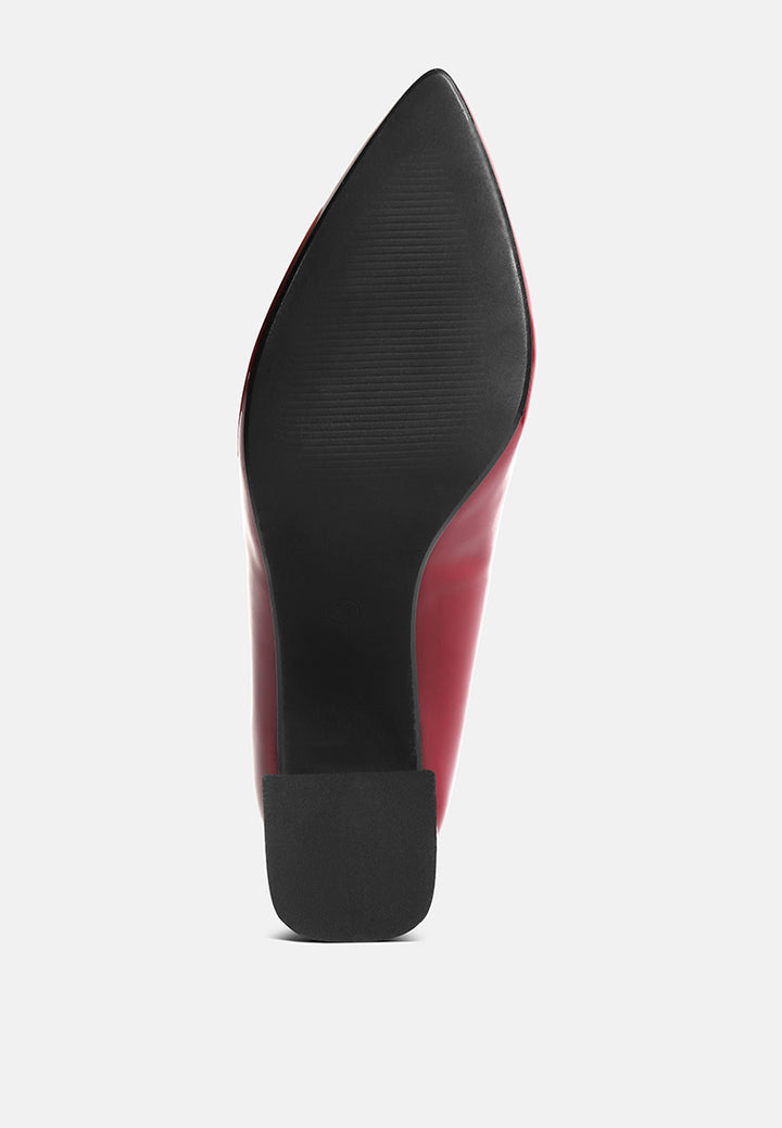 zaila metallic accent block heel pumps by ruw#color_burgundy