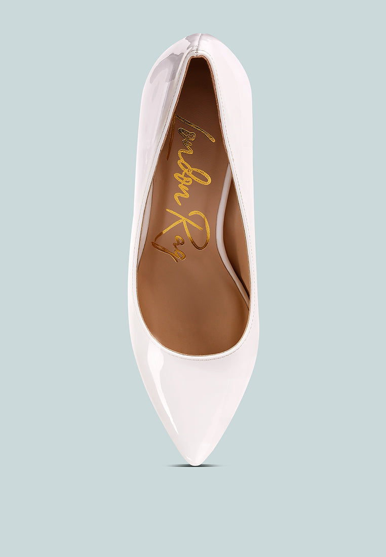 zaila metallic accent block heel pumps#color_white