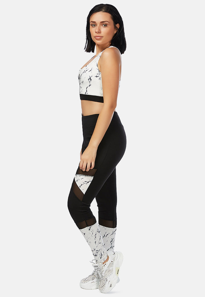 zip it up yoga marble sports bra#color_black